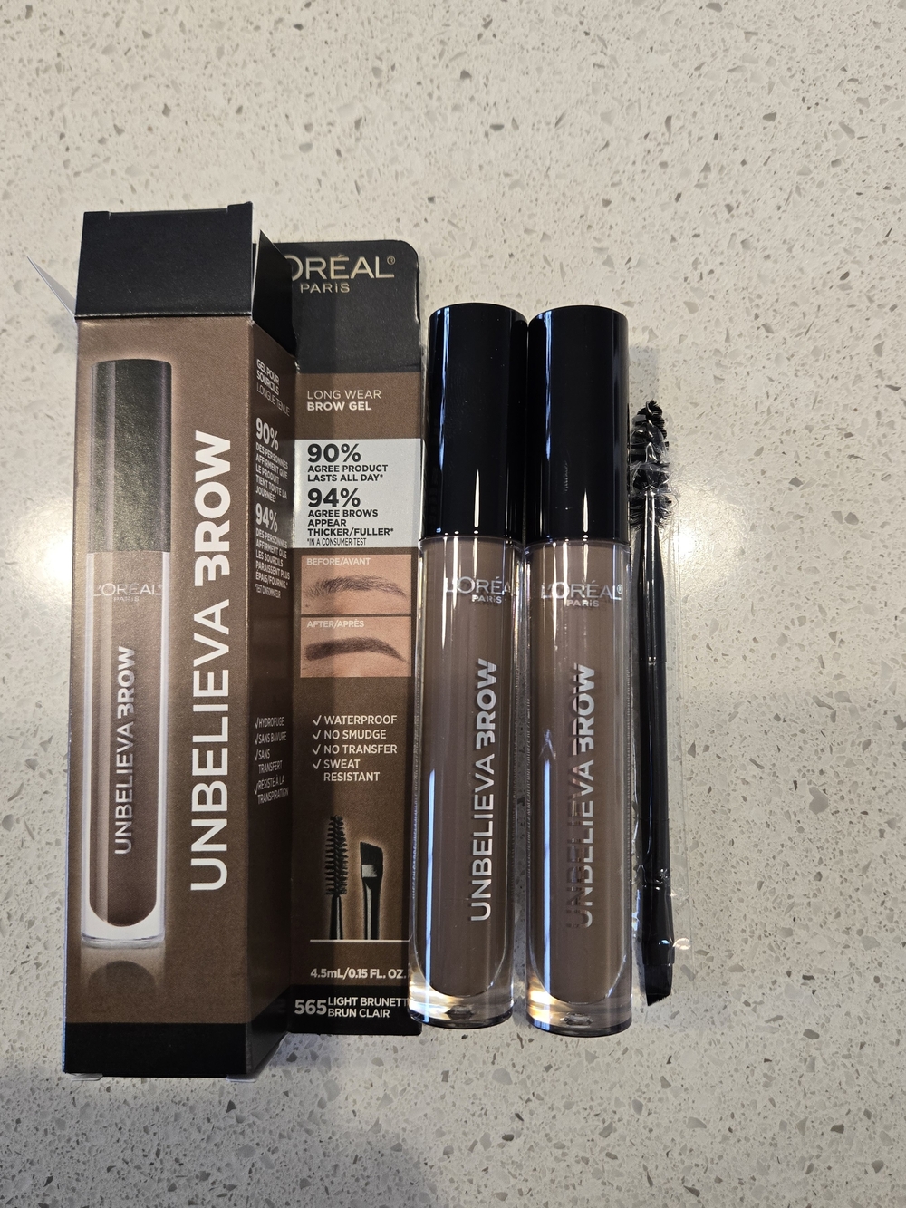 L’Oréal Unbelieva Brow Longwear Brow Gel 565 Light Brunette – Set of 2 + Brush